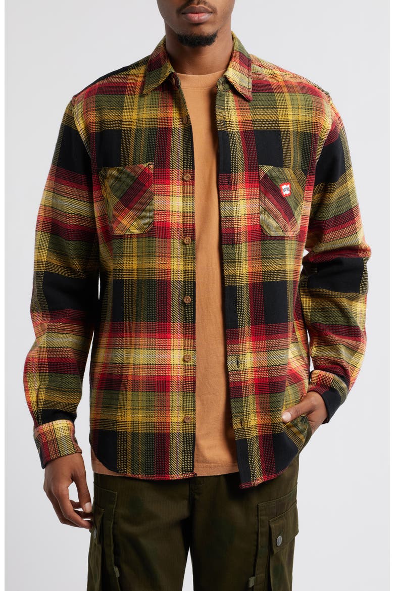 Blocky Plaid Cotton Flannel Button-Up Overshirt, Main, color, PLAID