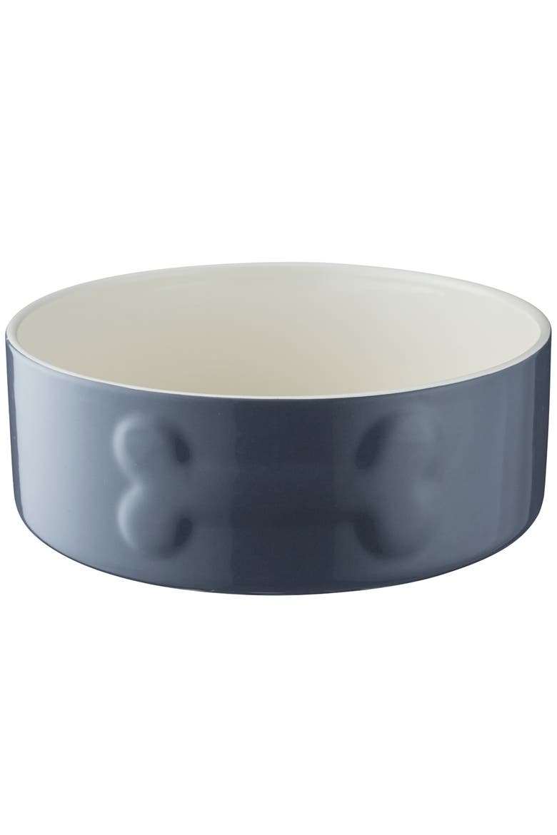 Embossed Bone Dog Bowl, 8 Inch,  50.7oz, Food and Water Dish, Main, color, Gray