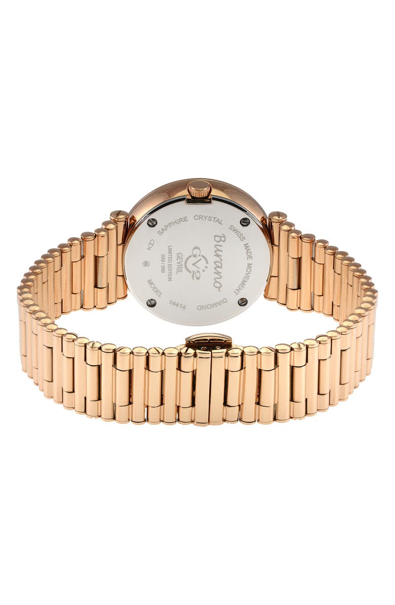 GV2 Burano Diamond Swiss Bracelet Watch, 34mm - 0.005 ctw, Alternate, color, Rose Gold