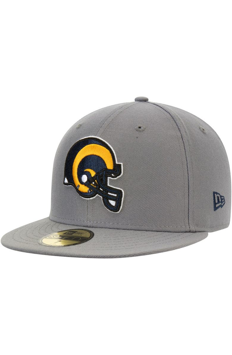 New Era Men's New Era Graphite Los Angeles Rams Throwback Logo Storm 59FIFTY Fitted Hat, Main, color, 