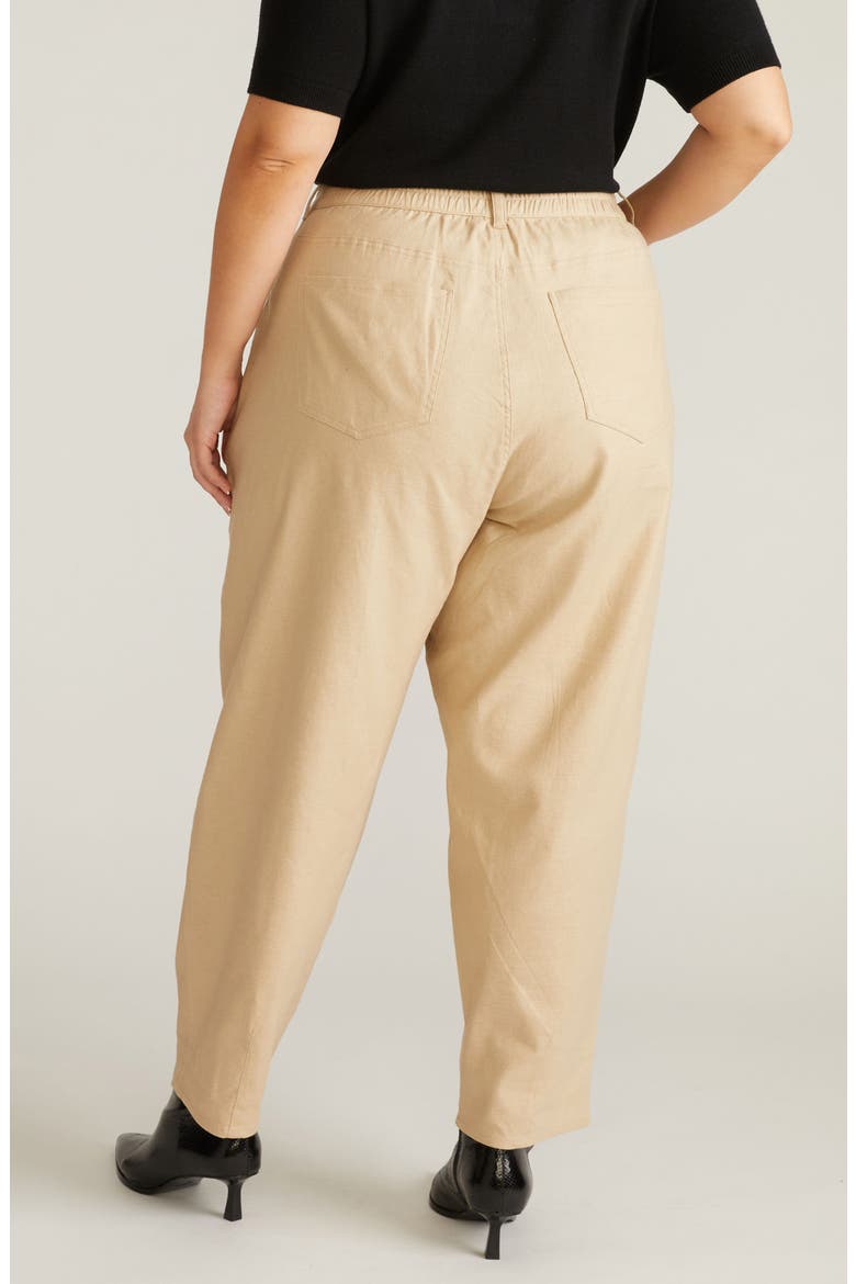 Lou High Waist Barrel Linen Blend Jeans, Alternate, color, DANISH COFFEE