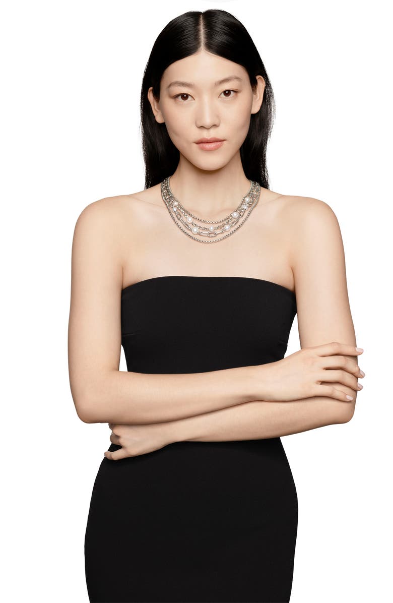 David Yurman DY Madison<sup>®</sup> Pearl Multi Row Chain Necklace in Sterling Silver with Pearls, Alternate, color,
