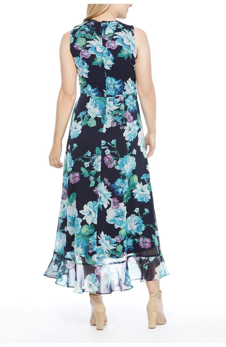 London Times Floral Print Ruffle Hem Chiffon Maxi Dress, Alternate, color,