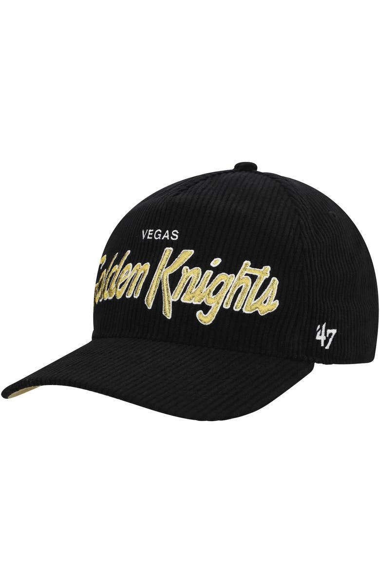 '47 Men's '47 Black Vegas Golden Knights Crosstown Corduroy Hitch Adjustable Hat, Alternate, color, Black