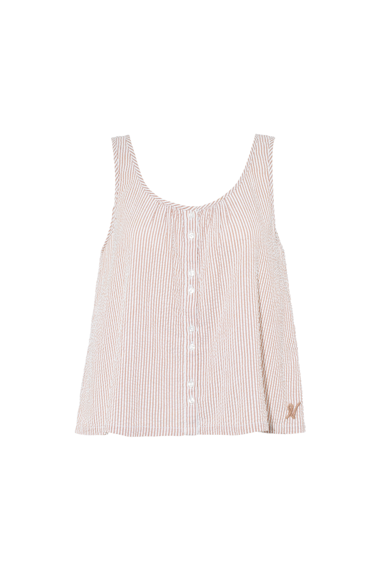 The Seersucker Button Cami Top, Alternate, color, Mocha Stripe
