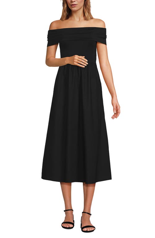 LANDS' END LANDS' END OFF THE SHOULDER SLENDER MIXED MEDIA DRESS