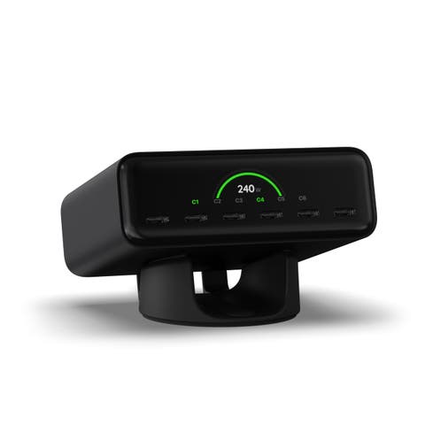ChargeView 240W 6-Port USB-C GaN Desktop Charger with On-Demand LCD Display