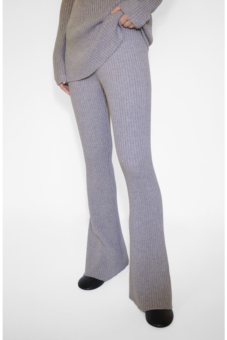 Rib Flare Leg Pants, Main, color, LIGHT/ PASTEL GREY