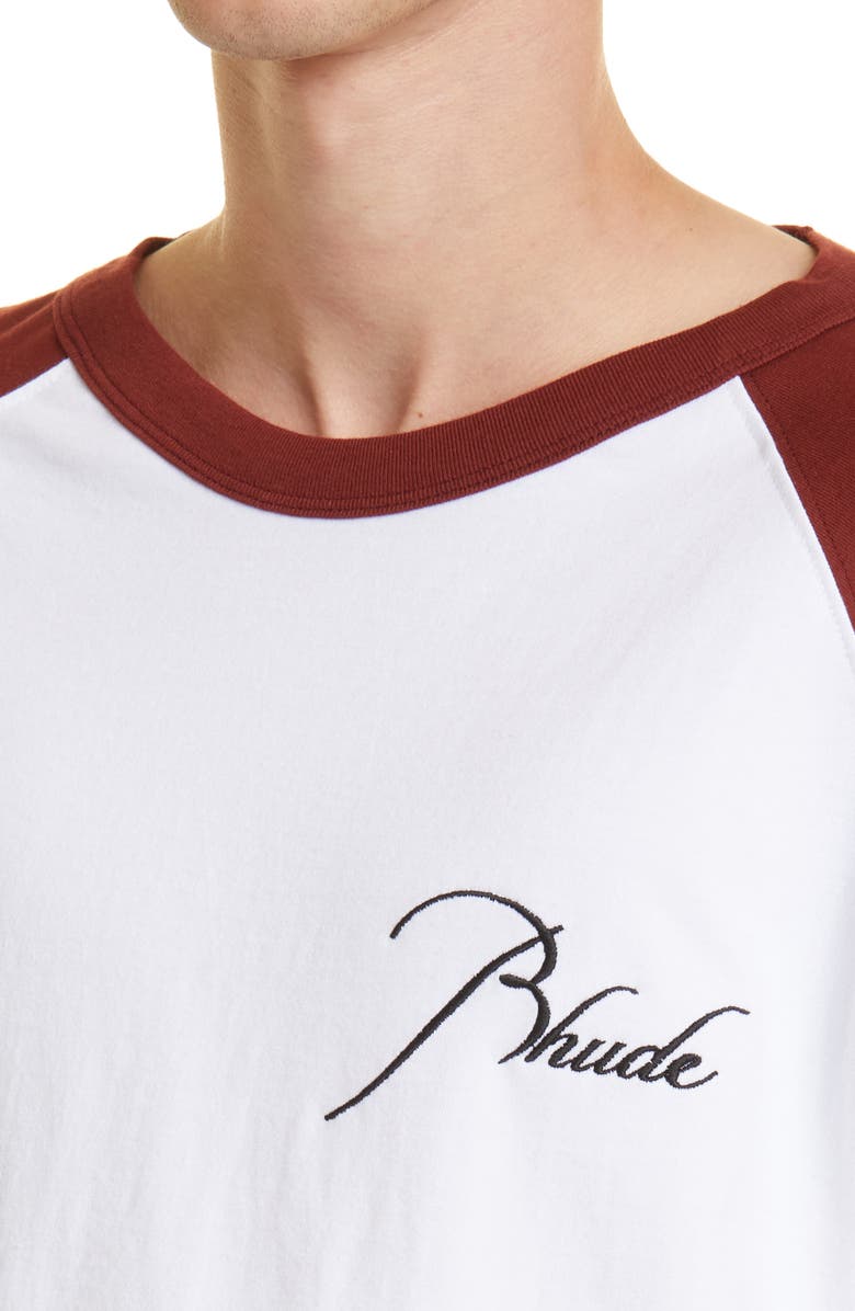 Rhude Logo Raglan Cotton T-Shirt, Alternate, color, 