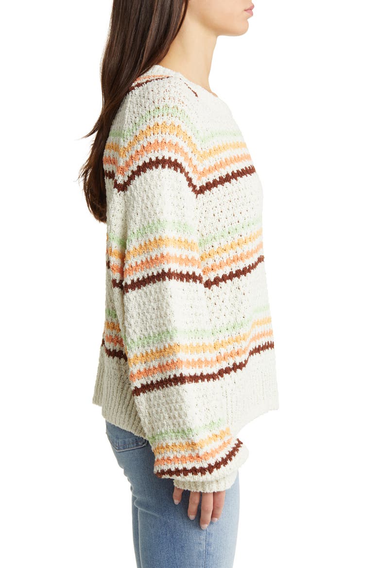 Holiday Tropics Stripe Sweater, Alternate, color, CREAM