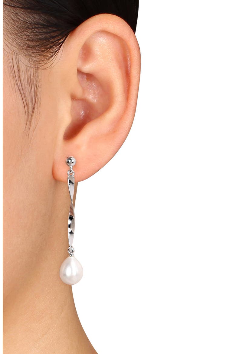 Sterling Silver 9–9.5mm Cultured Freshwater Pearl Drop Earrings, Alternate, color, SILVER