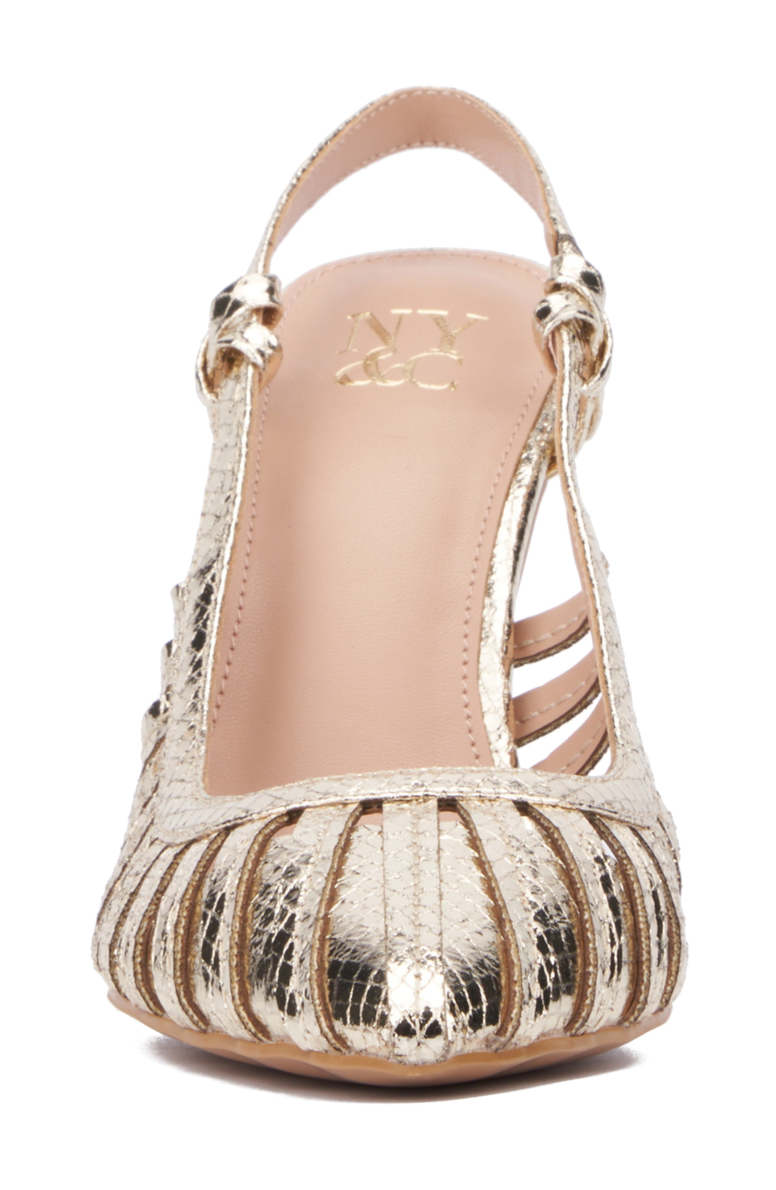 NEW YORK AND COMPANY Magdalene Croc Embossed Slingback Pump, Alternate, color, Gold
