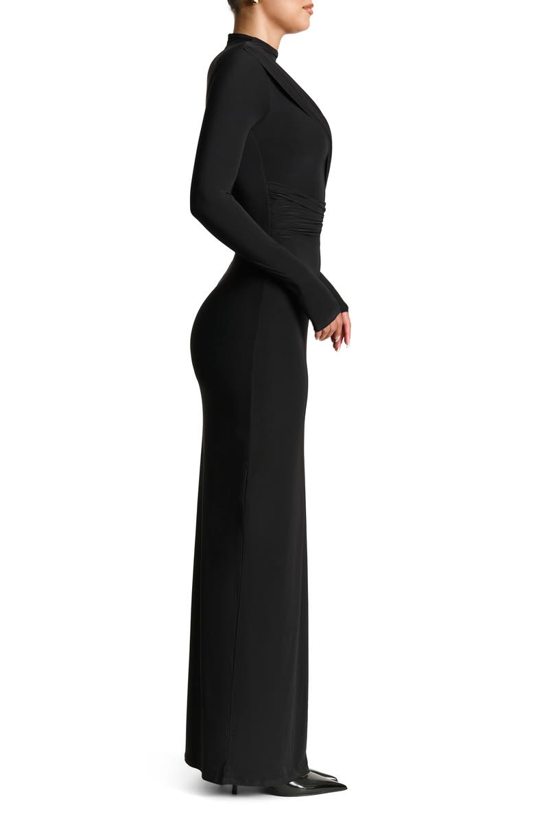 Naked Wardrobe Hourglass Draped Long Sleeve Maxi Dress, Alternate, color,
