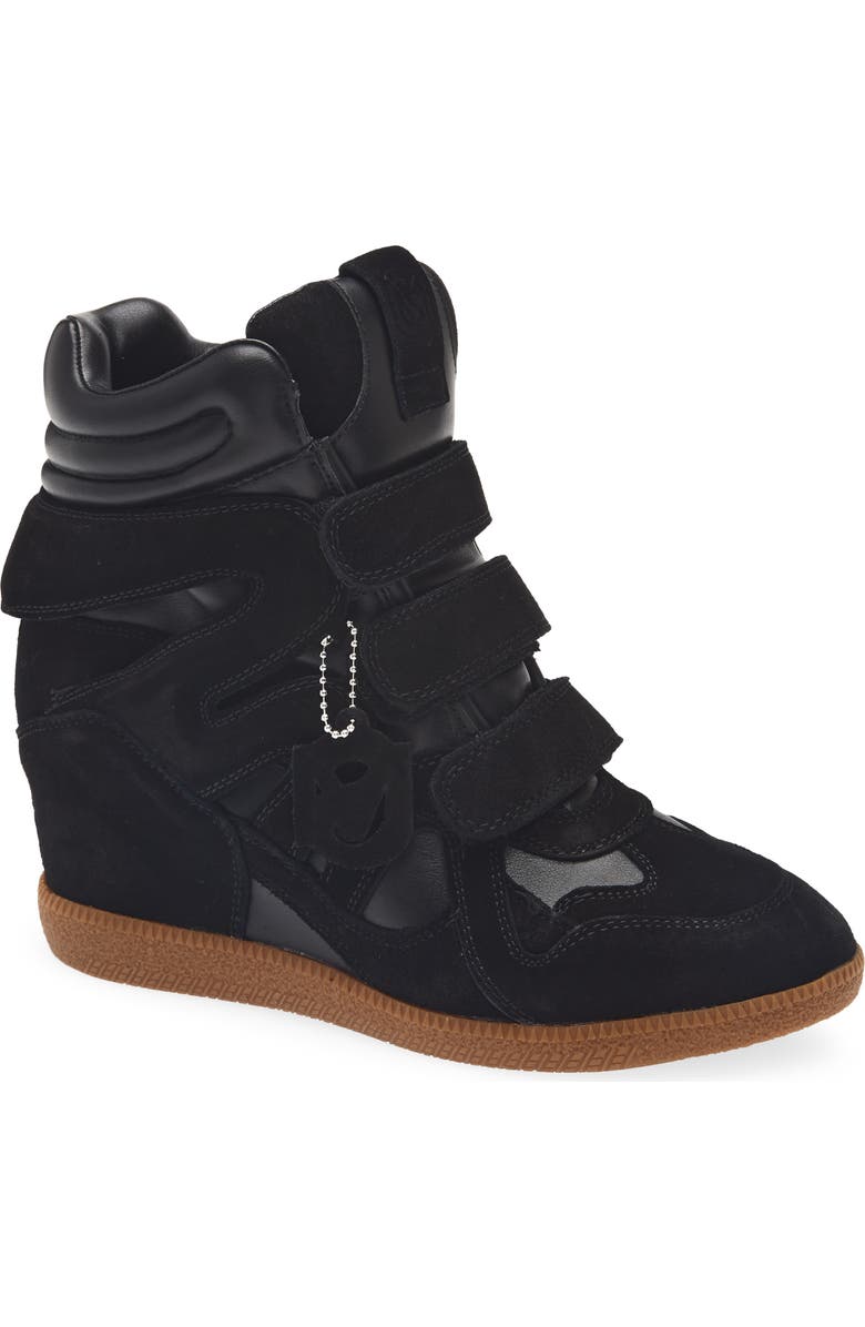 Steve Madden Mavis Wedge High Top Sneaker, Main, color, Black Suede