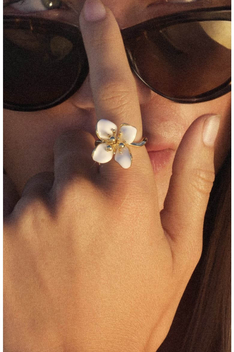 Iris Blossom Ring, Alternate, color, White & Gold