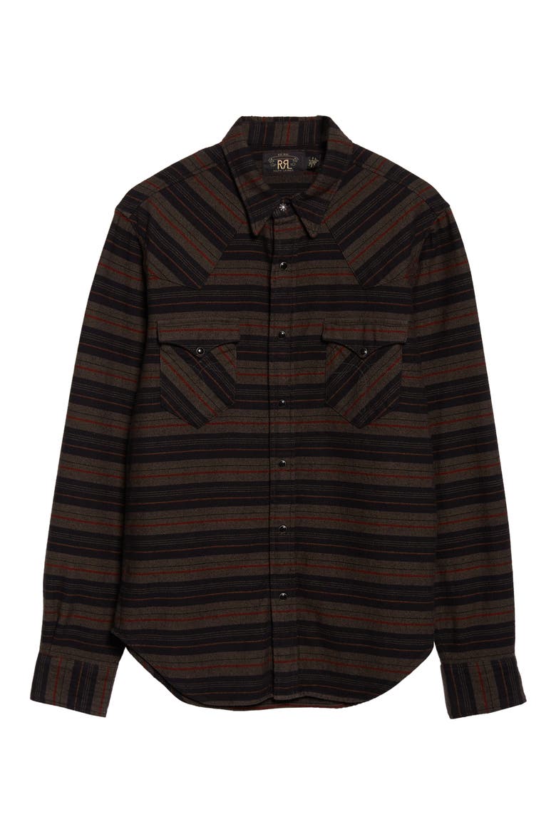 Slim Fit Plaid Twill Western Shirt, Alternate, color, DARK NAVY MULTI