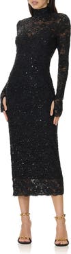 AFRM Shailene Lace Long Sleeve Midi Dress