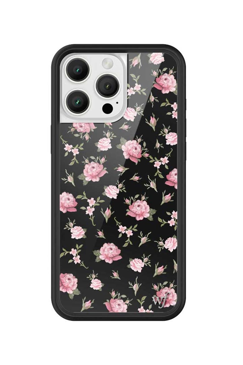 Black and Pink Floral iPhone Case, Alternate, color, Black