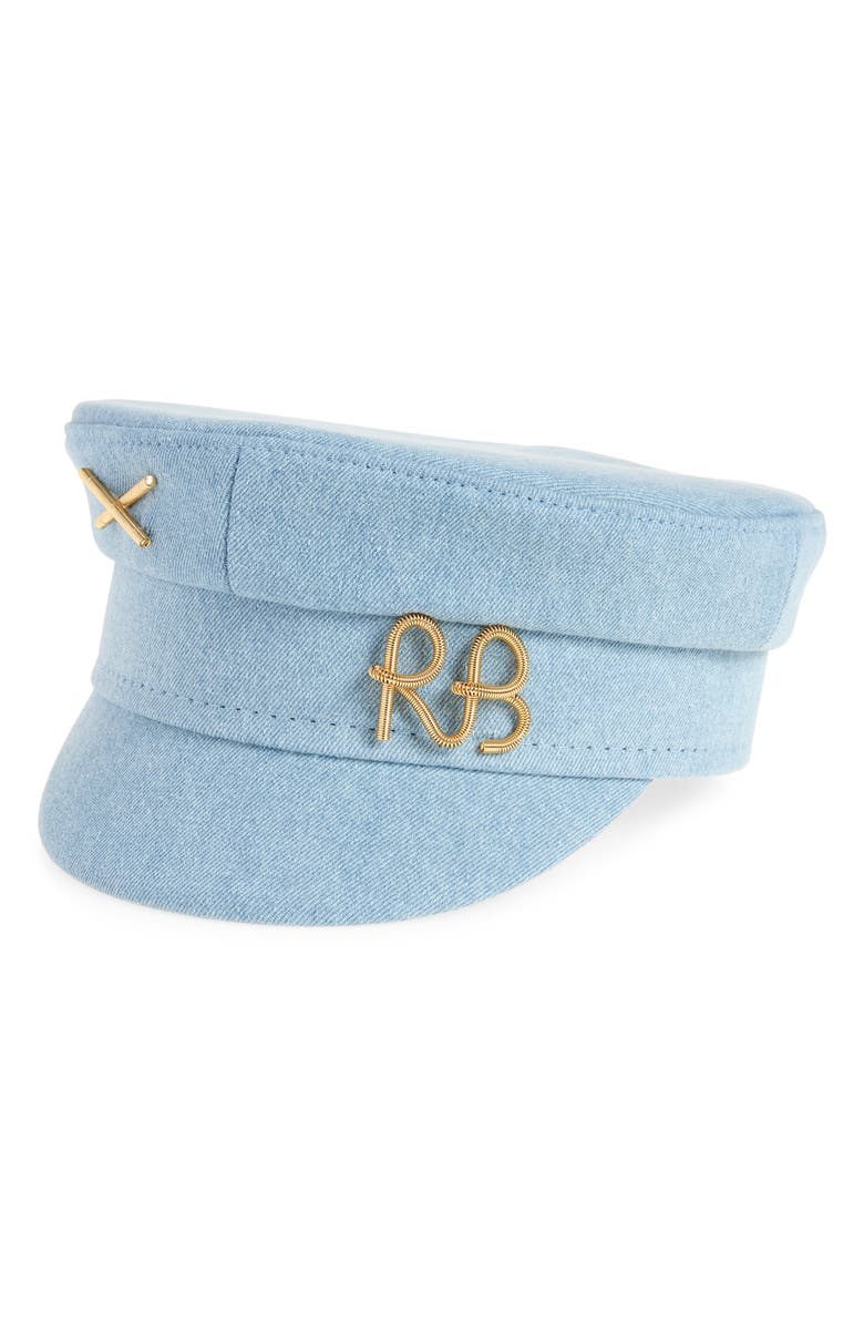 Ruslan Baginskiy Denim Newsboy Cap, Main, color, Blue