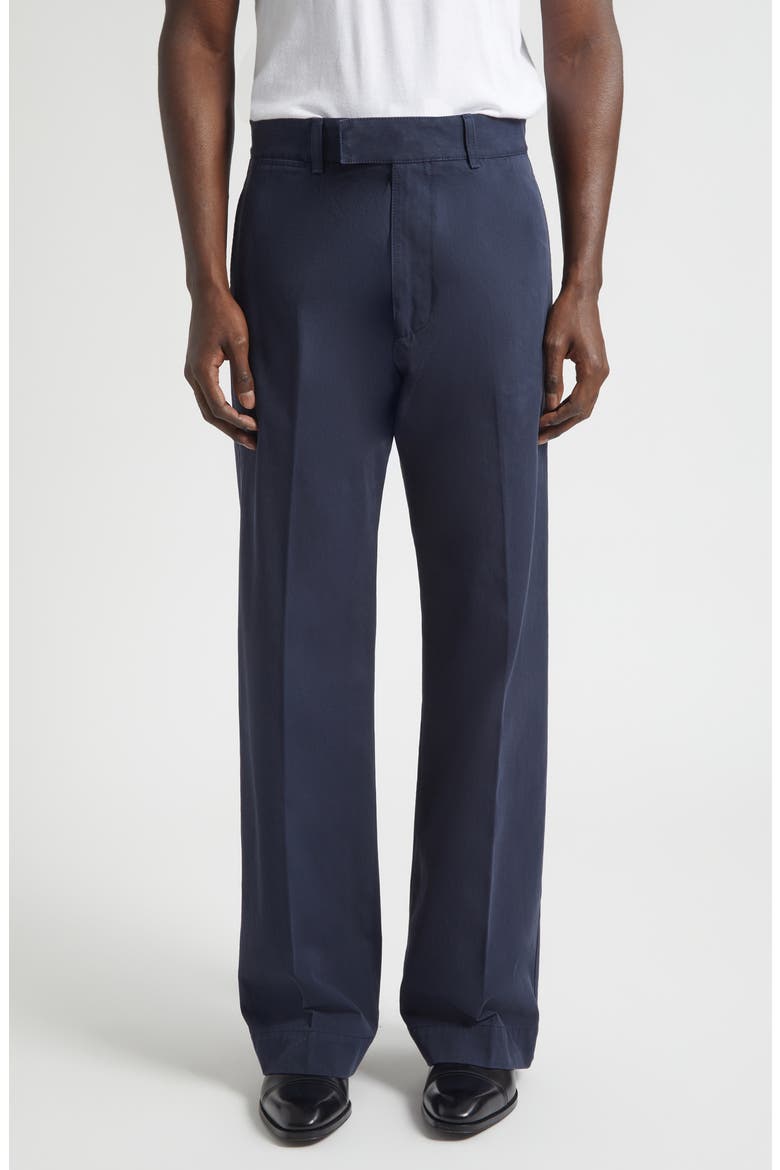 Compact Cotton Drill Wide Leg Pants, Main, color, NAVY