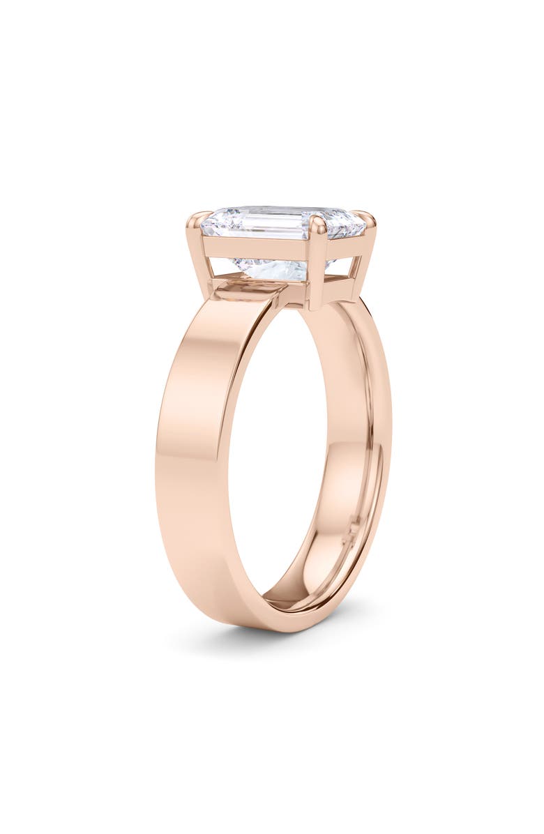 HauteCarat Emerald Cut Cigar Lab Created Diamond Ring, Alternate, color, 2.00Ctw 18K Rose Gold