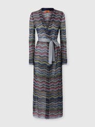 Missoni Long Chevron Viscose-blend Cardigan With Belt