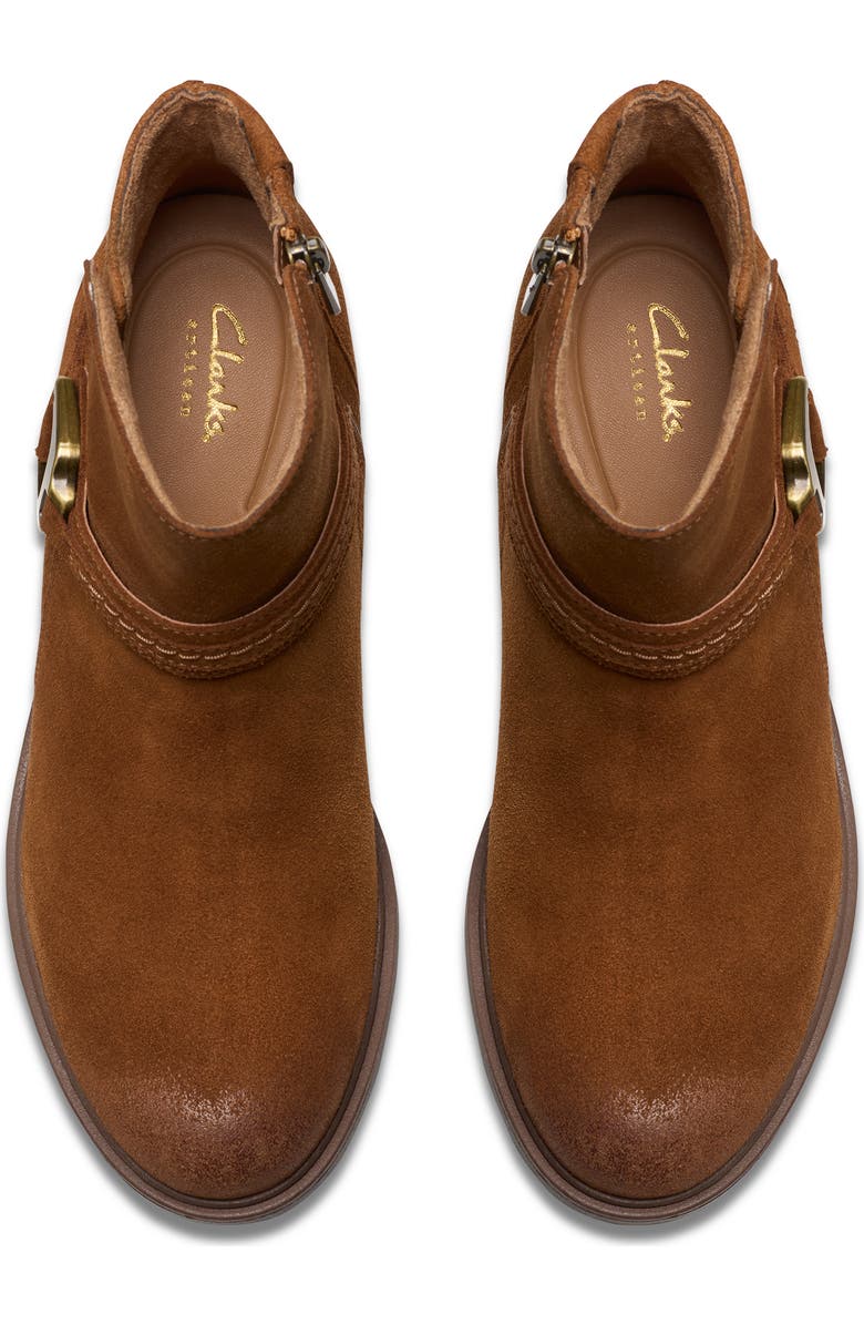 Clarks<sup>®</sup> Neva Buckle Bootie, Alternate, color, Dark Tan Suede