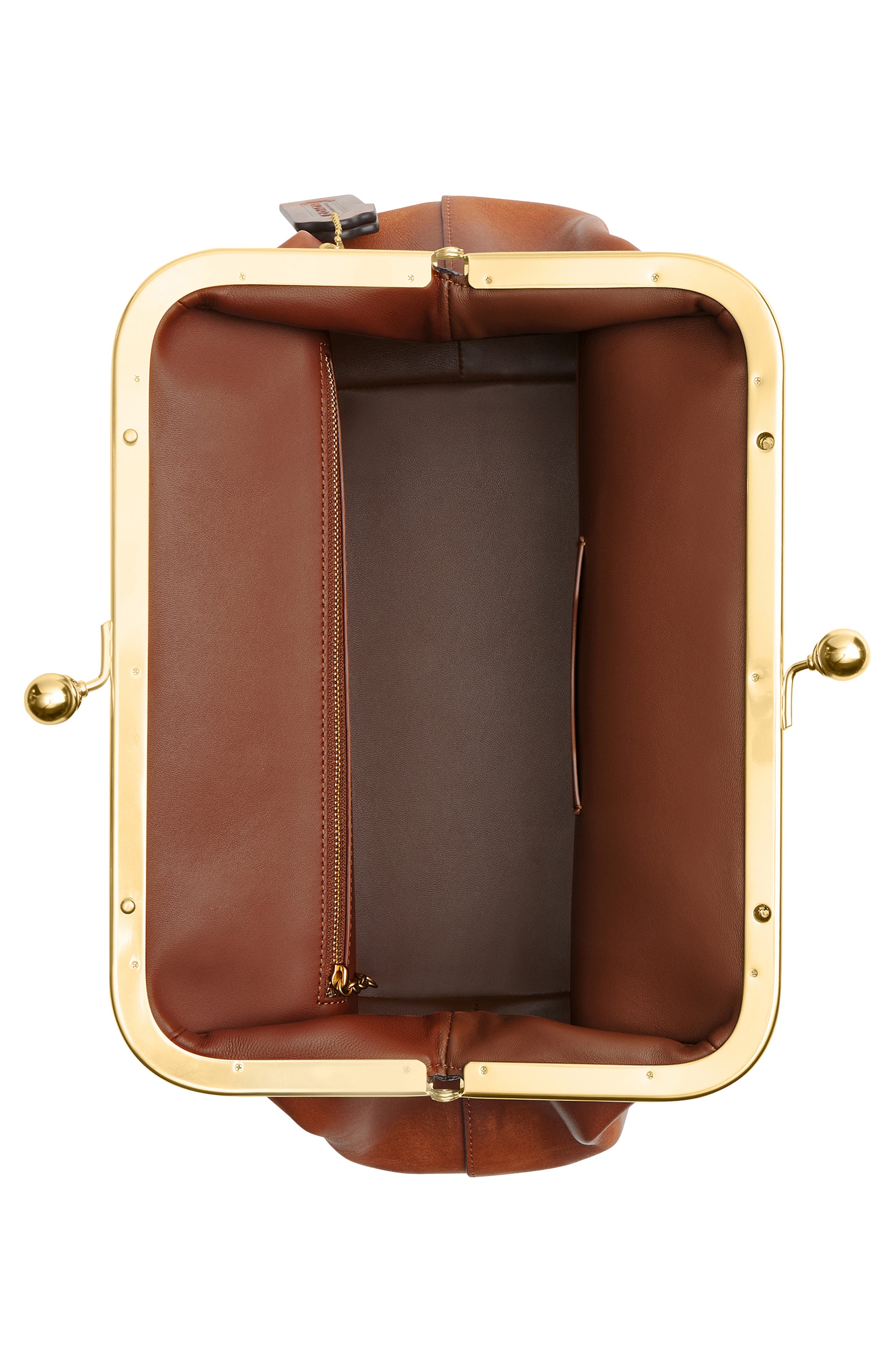 Loved Leather Kisslock Frame Bag, Alternate, color, BROWN