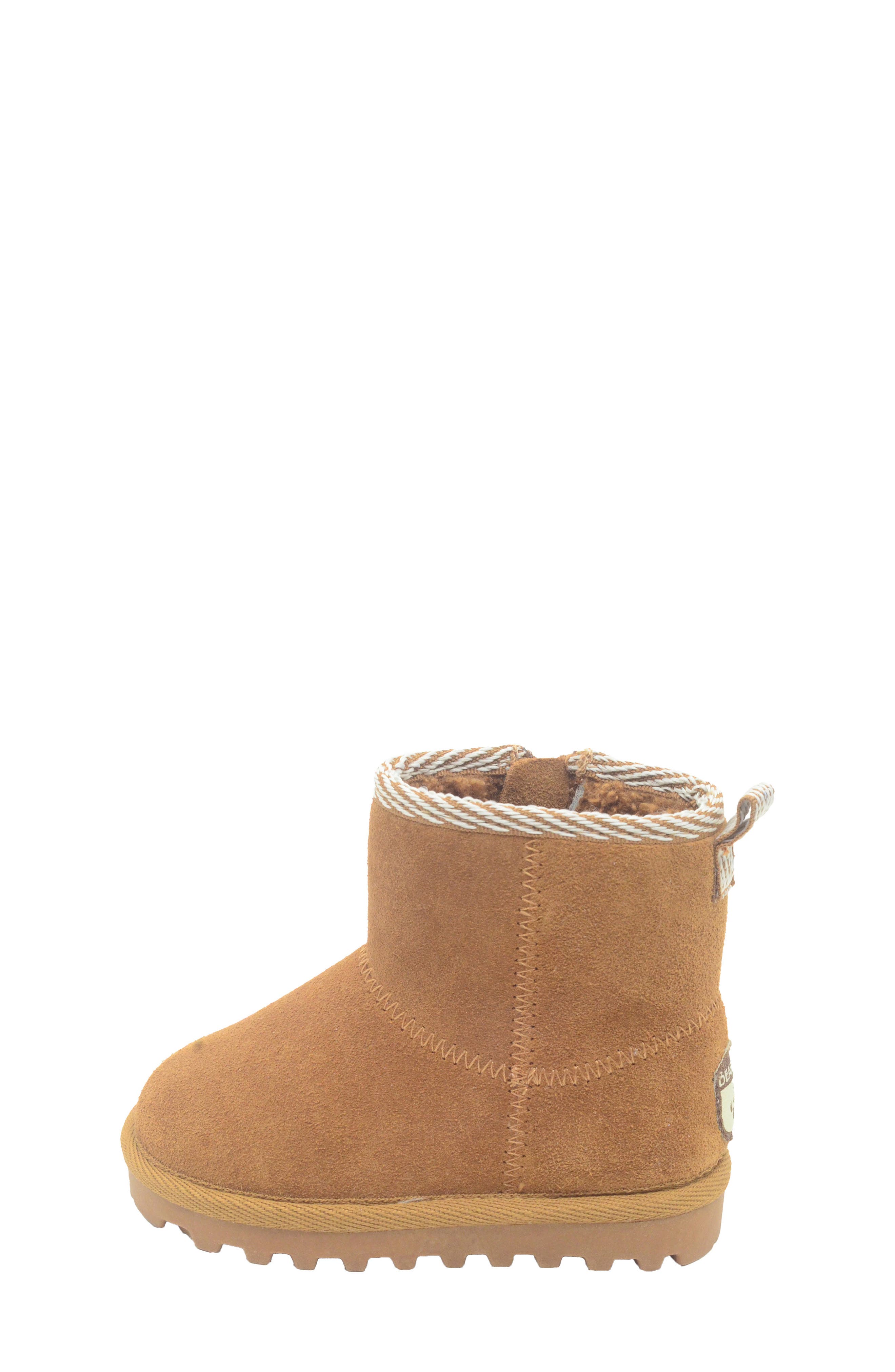 BEARPAW Kids' Suede Faux Fur Lined Boot, Alternate, color, Chestnut Suede