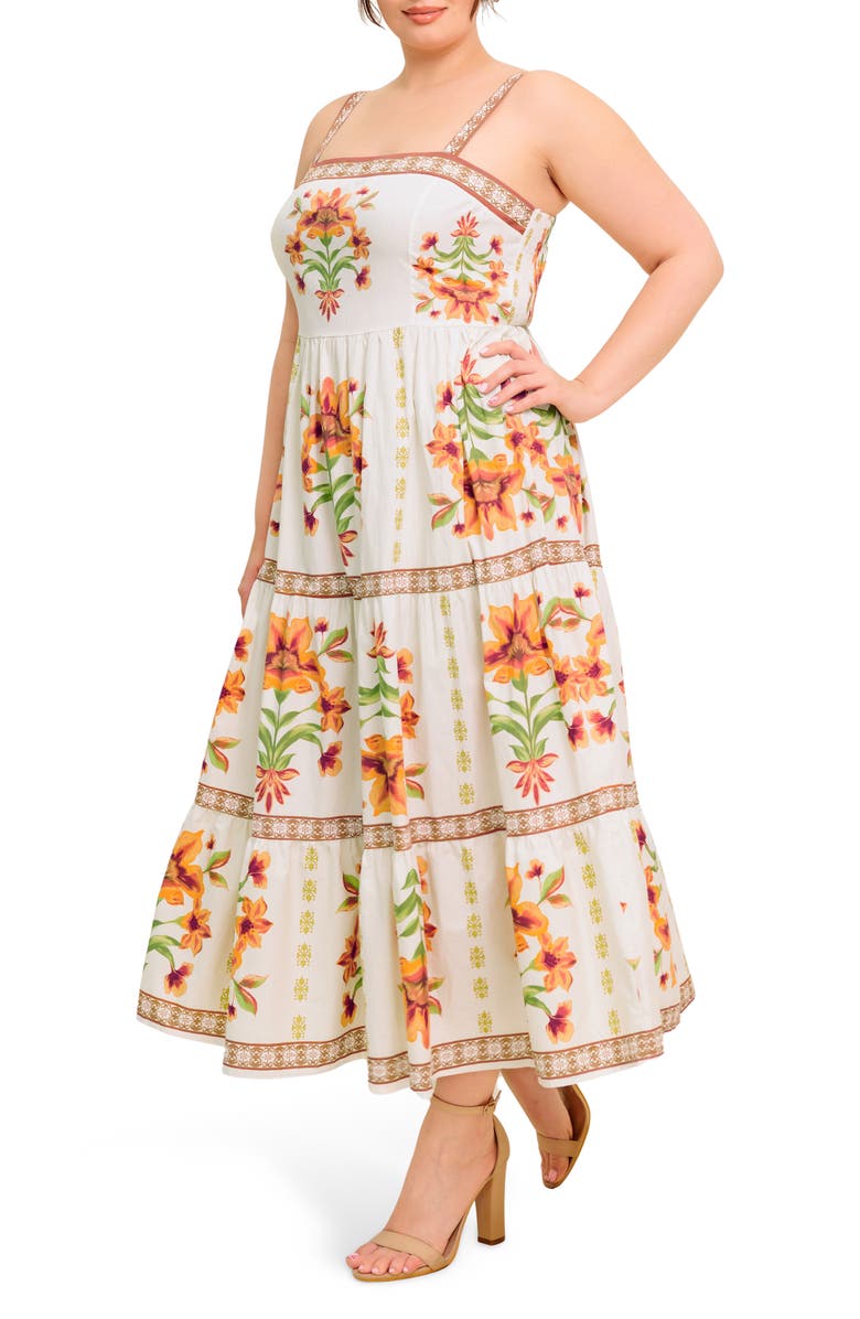 FLYING TOMATO Floral Tiered Maxi Dress, Alternate, color, Ivory