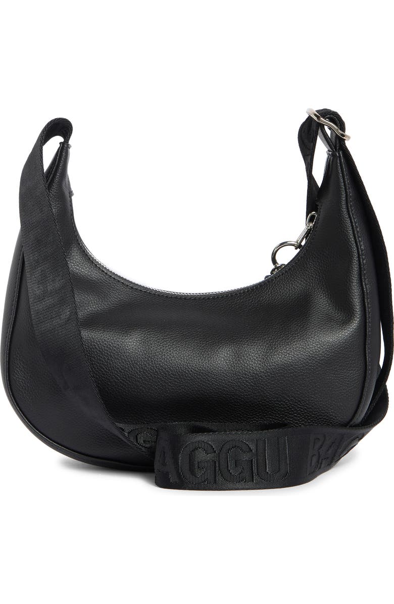 Baggu Small Recycled Leather Crescent Bag, Alternate, color, Black