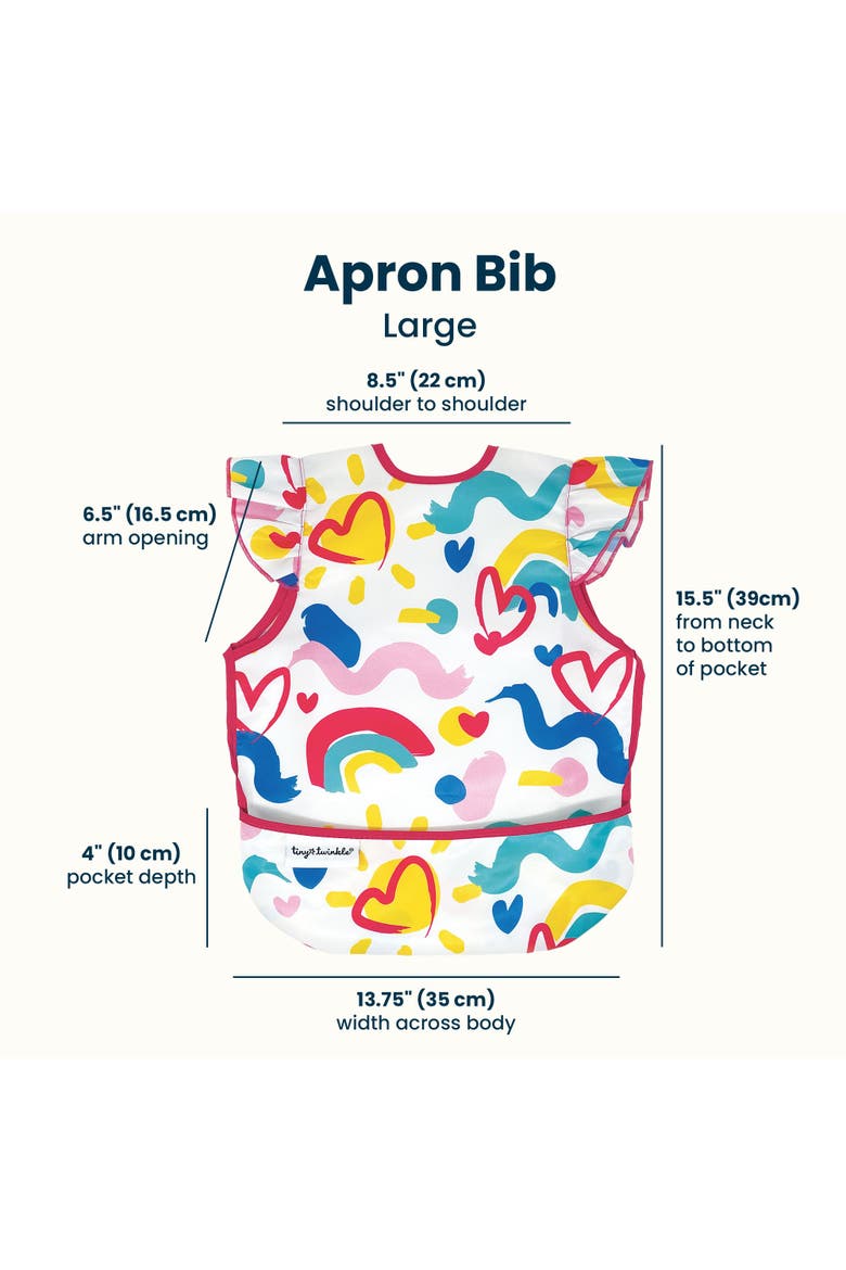 Mess-Proof and Waterproof Ruffled Shoulder Apron Bib, Alternate, color, Painted Hearts