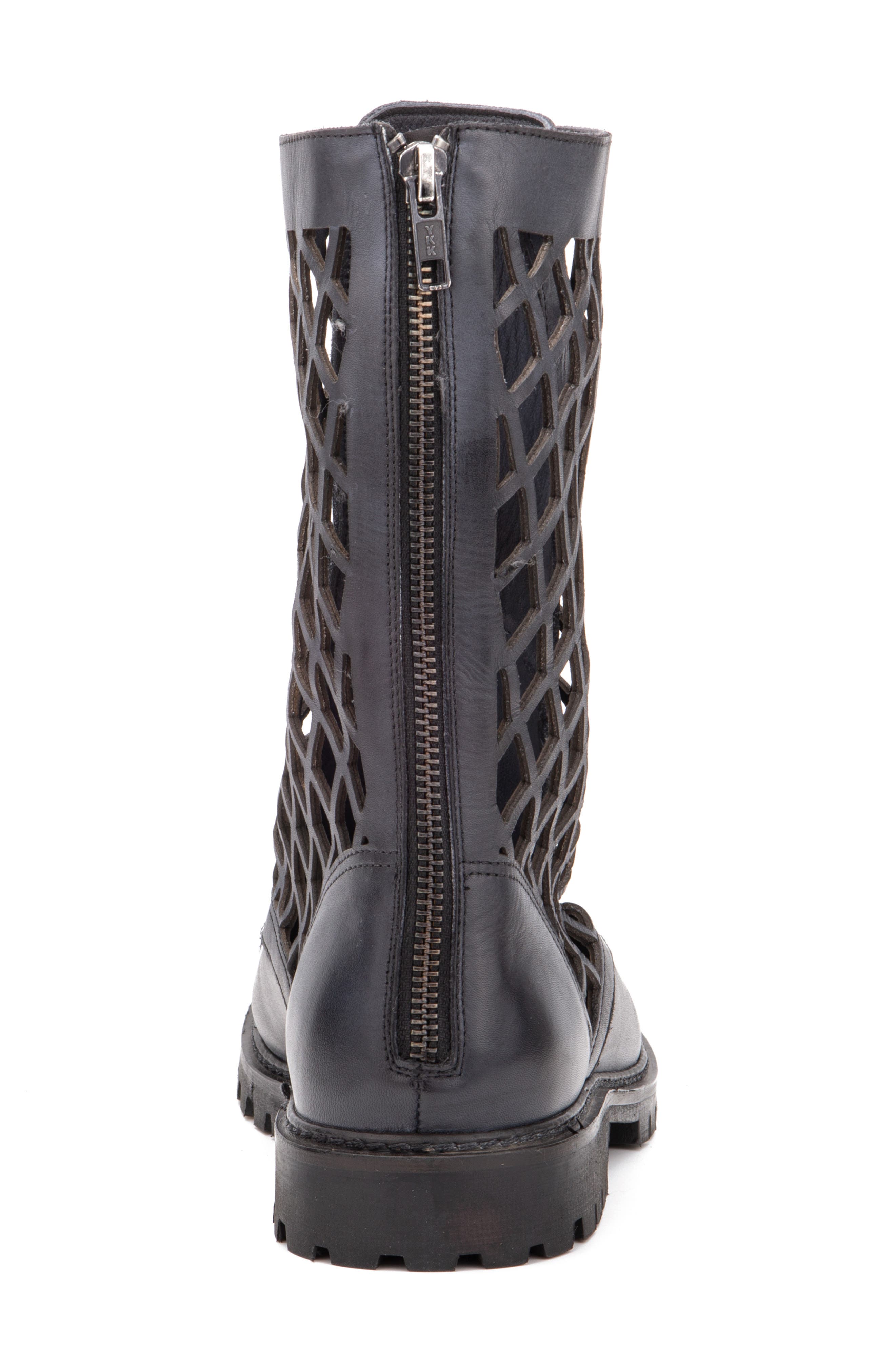 VINTAGE FOUNDRY Windsor Leather Fishnet Cutout Boot, Alternate, color, Black