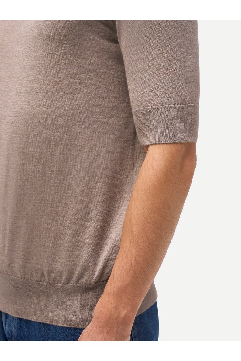 Silk Cashmere Crew Neck T-Shirt, Alternate, color, timber wolf