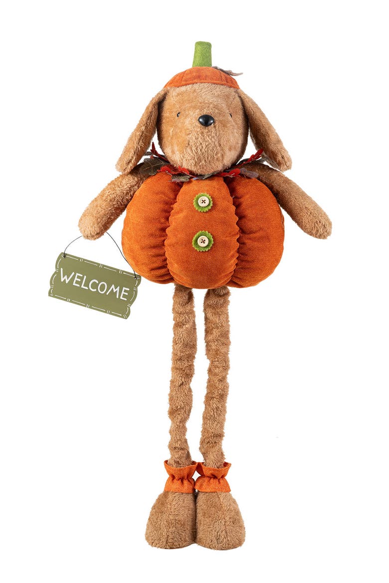 Fall Fabric Highland Cow Pumpkin Dog Porch Decor With Telescoping Legs, Main, color, Orange