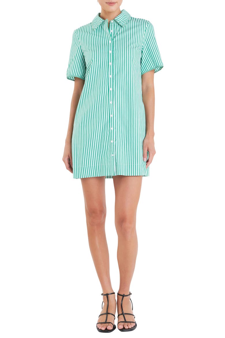 Stripe Shirtdress, Main, color, KELLY GREEN