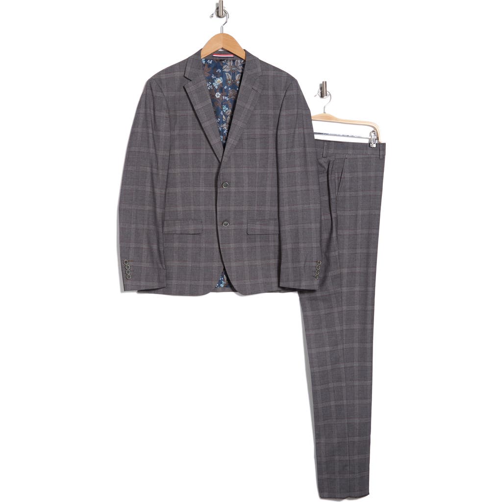 Soul Of London Light Grey Fancy Plaid Notch Lapel Suit In Light Grey/gris