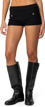 EDIKTED Amalie Low Rise Textured Knit Micro Shorts