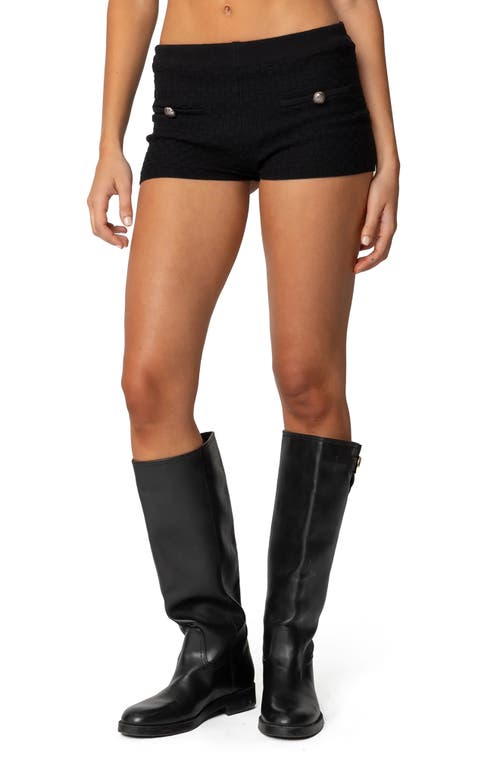 Shop Edikted Amalie Low Rise Textured Knit Micro Shorts In Black