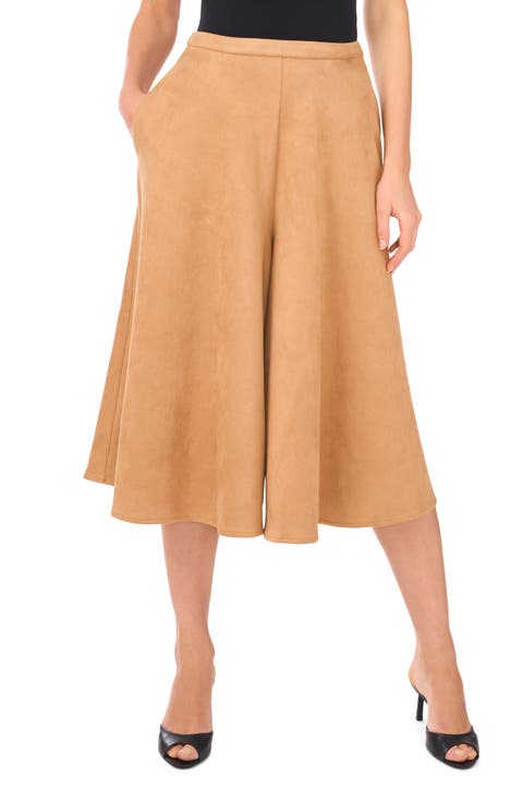 Faux Suede Wide Leg Culottes