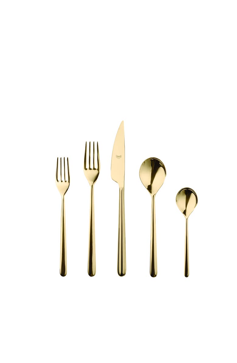 Mepra Linea Flatware Set - 5 Pieces, Main, color, Gold