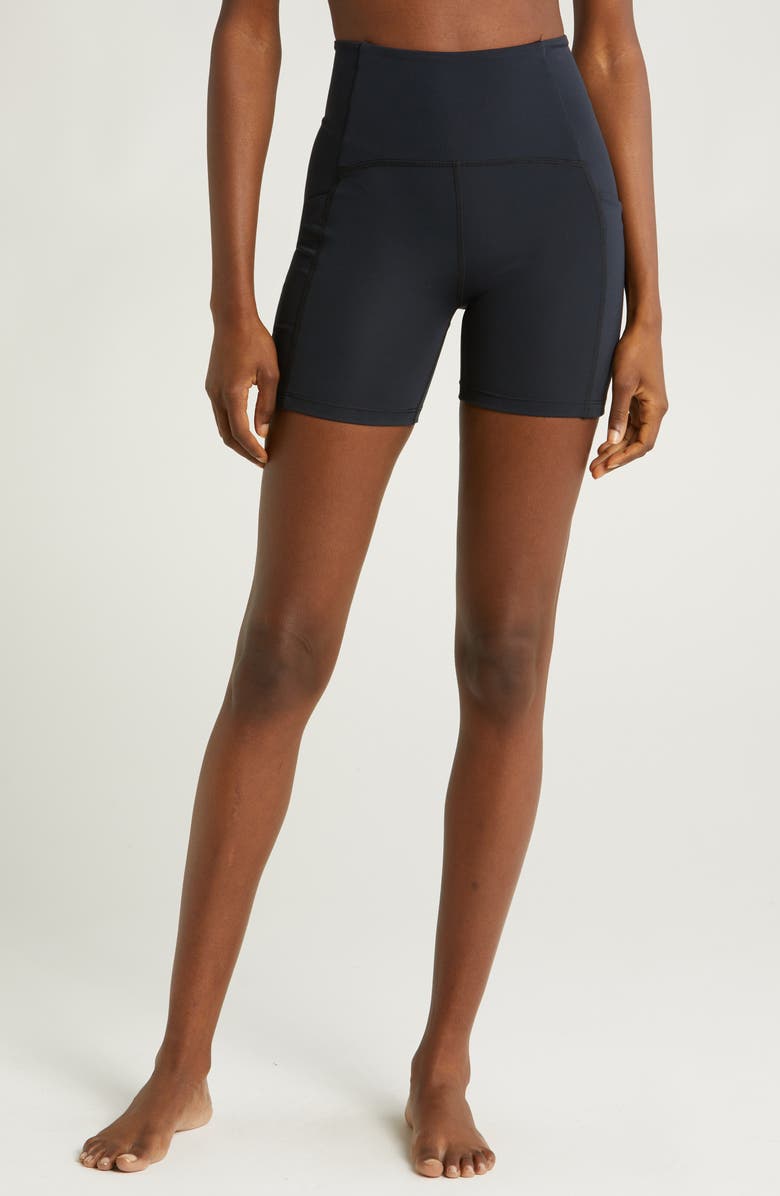 Beyond Yoga POWERBEYOND<sup>™</sup> Strive Pocket Bike Shorts, Main, color, 