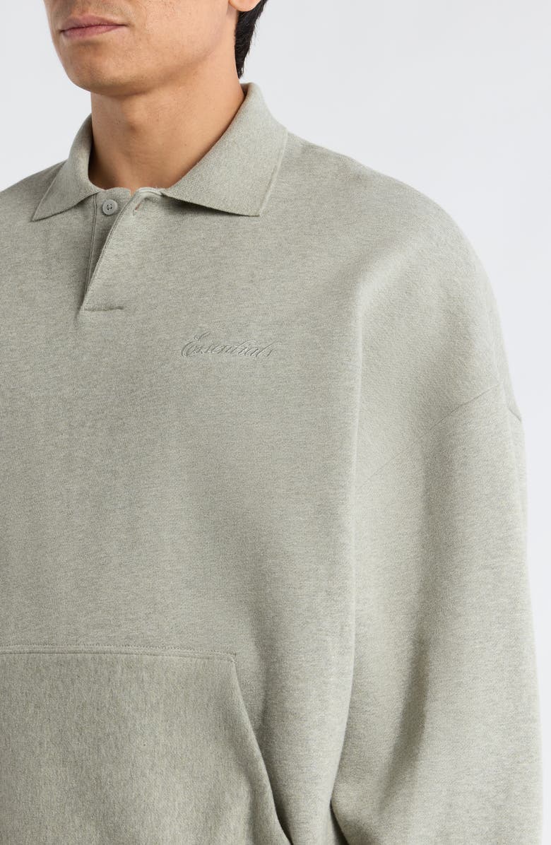 Fear of God Essentials Signature '90s Polo Sweatshirt, Alternate, color, Concrete/Dark Concrete Heather