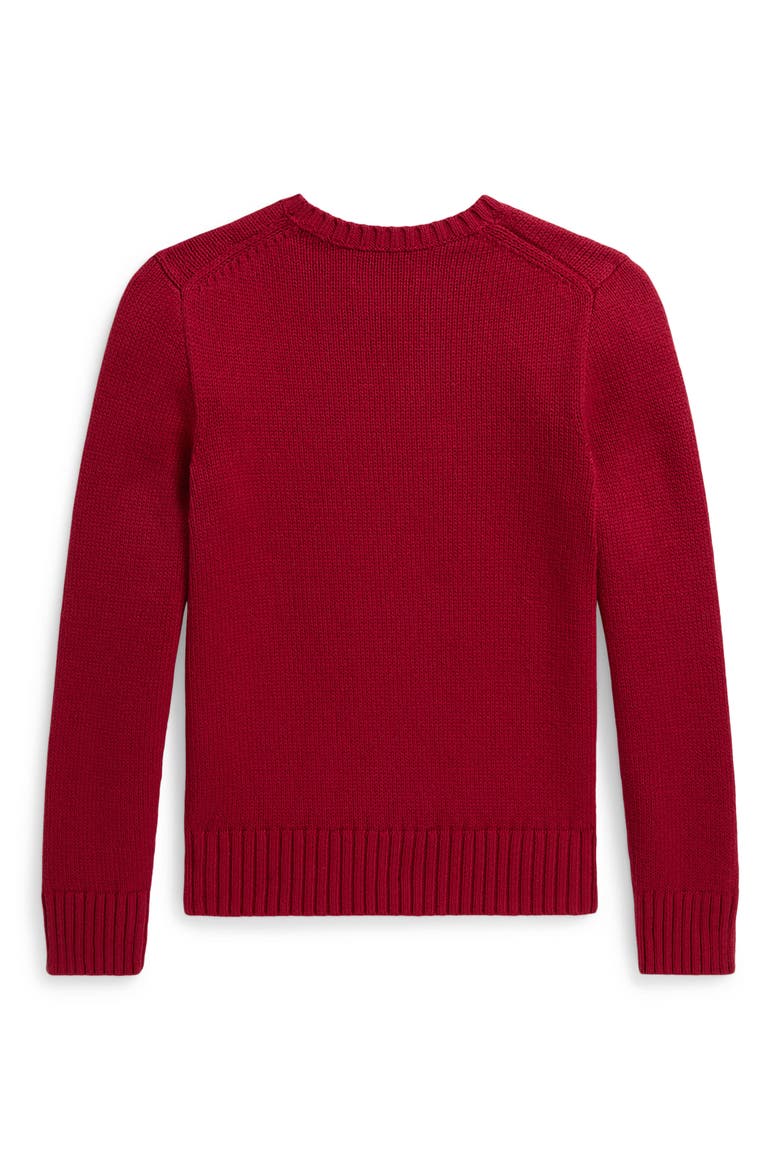 Kids' Polo Bear Cotton Sweater, Alternate, color, RED