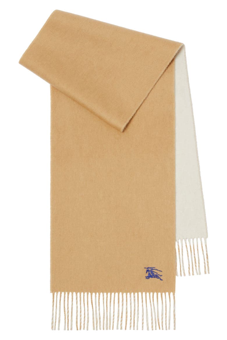 Embroidered Knight Reversible Cashmere Scarf, Main, color, SAND/ NEUTRAL