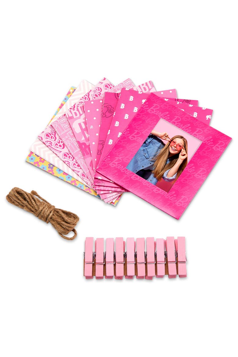 Colorful & Decorative Barbie-Themed Paper Frames for 2x3 Photo Projects, Main, color, Pink - Frames w/Rope & Clips