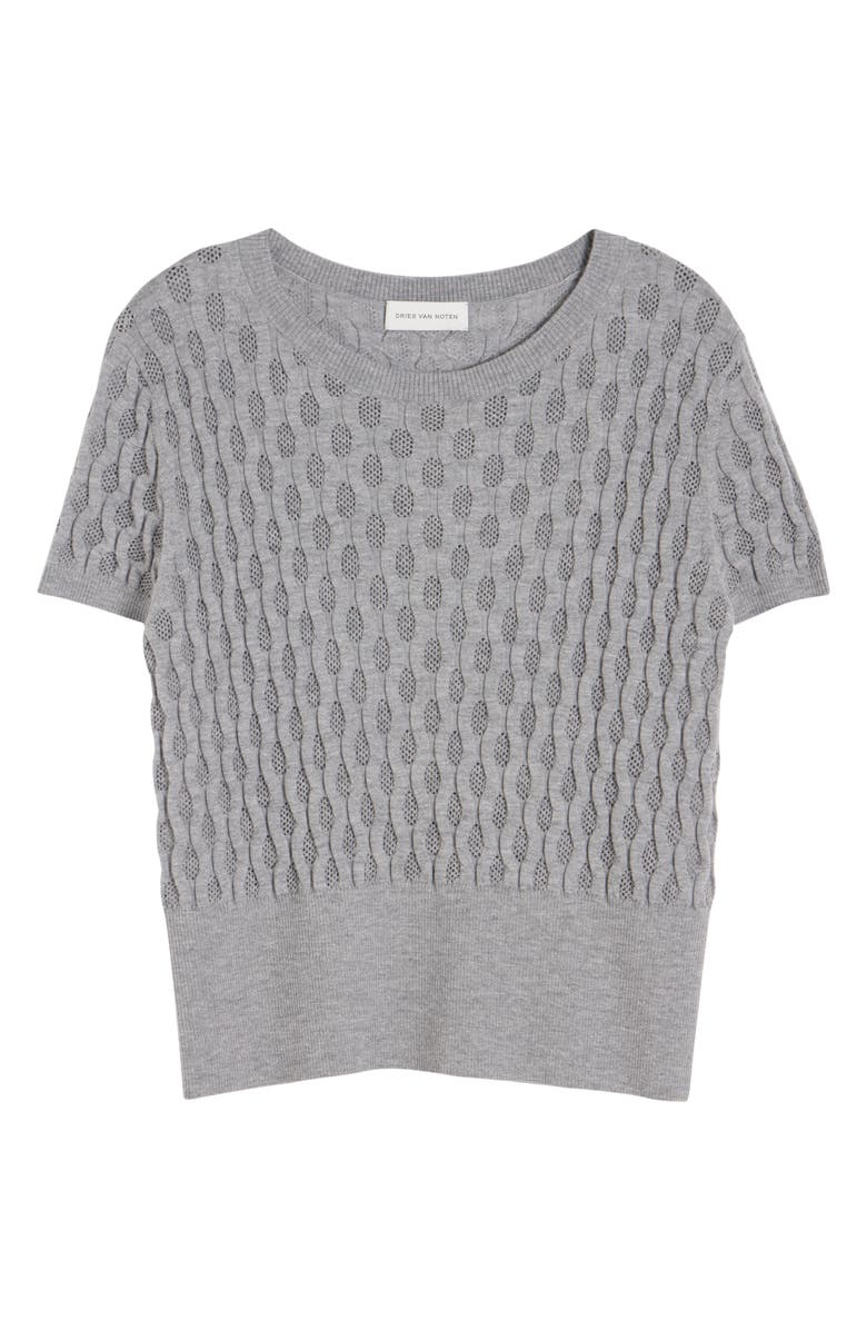 Dries Van Noten Target Short Sleeve Merino Wool Sweater, Alternate, color, Grey