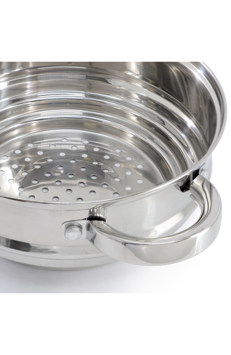 OSTER Sangerfield 8 Inch Universal Stainless Steel Steamer with Lid, Alternate, color, Metallic Silver