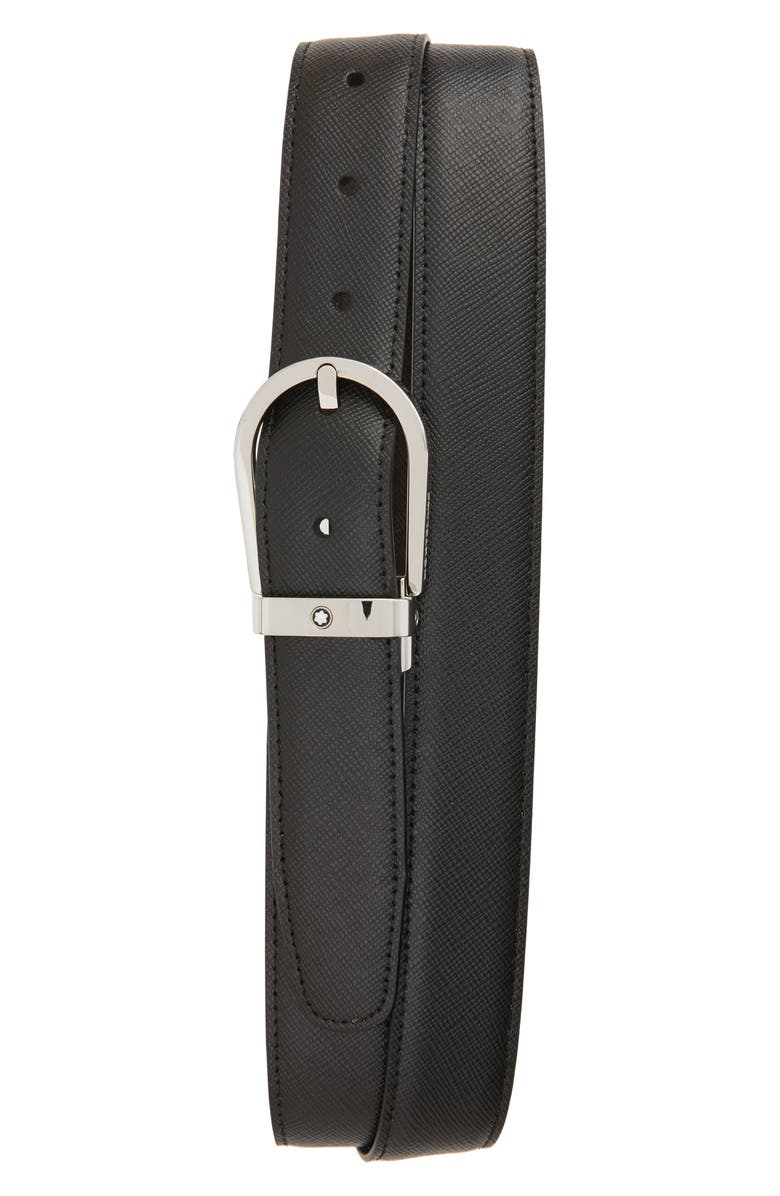 Montblanc Horseshoe Buckle Reversible Sartorial Leather Belt, Main, color, Black/ Brown
