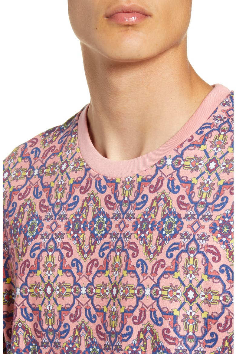Paisley Geometric Print Crewneck T-Shirt, Alternate, color, PINK MULTI